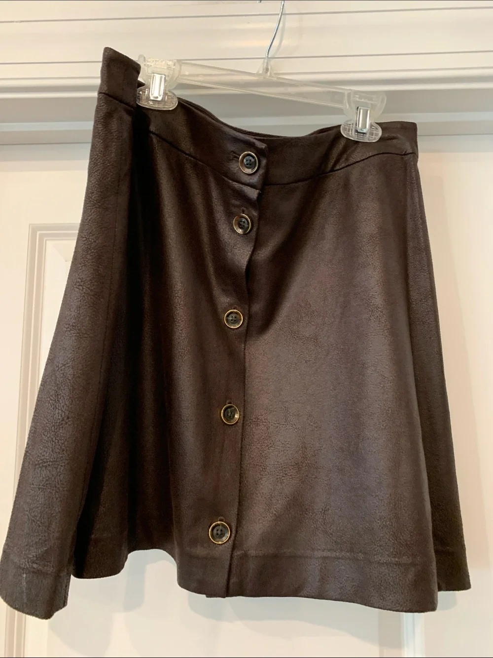 Michael Kors Chocolate Brown Button-Front A-Line Skirt 10 NWT